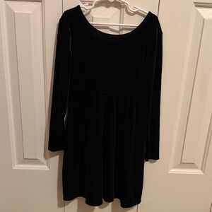 Old Navy Black Velvet Long-Sleeve Girls Dress